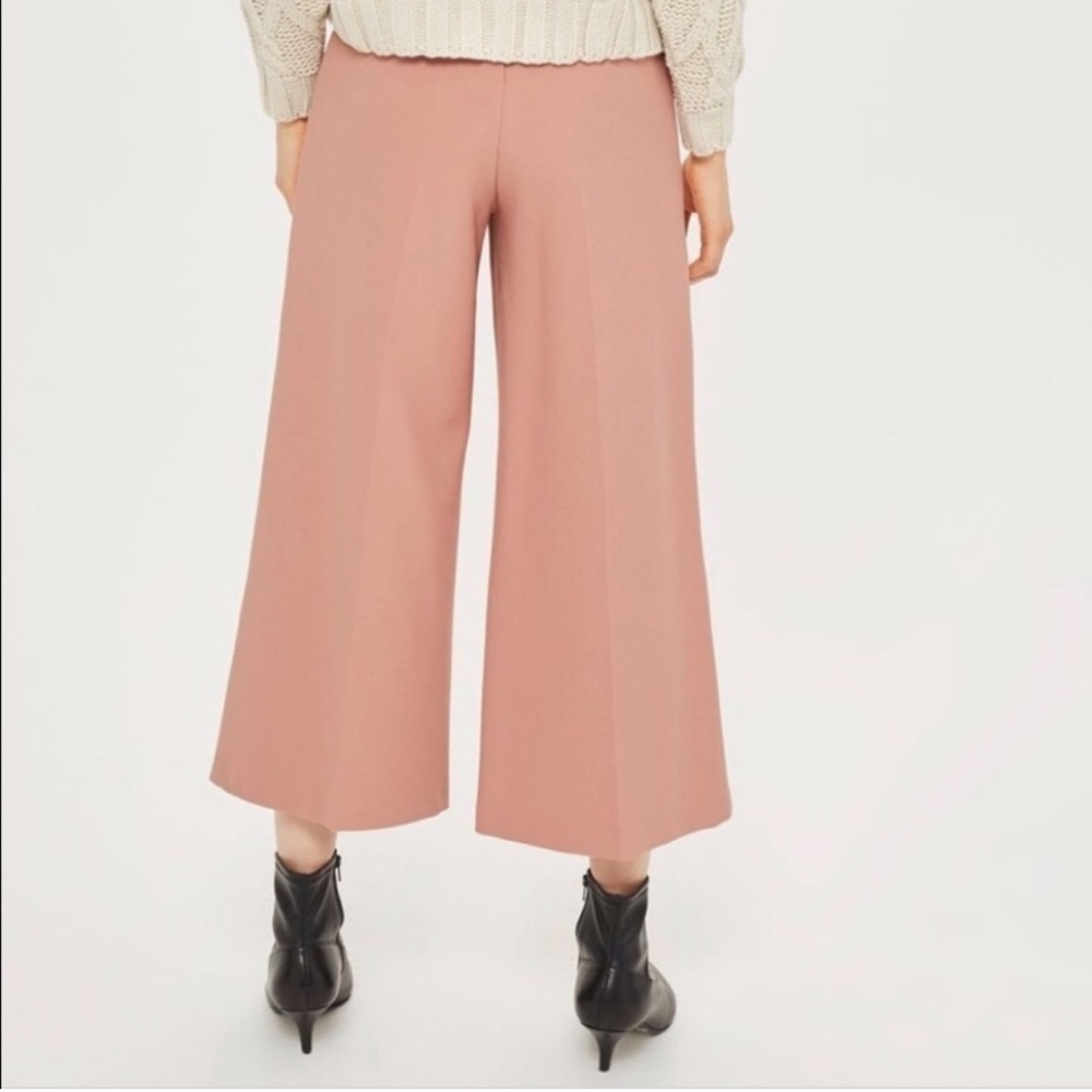 TOPSHOP Dusty Pink Lace-Up Waist Wide Leg Trousers Gauchos Culottes Size 6 - Picture 5 of 14
